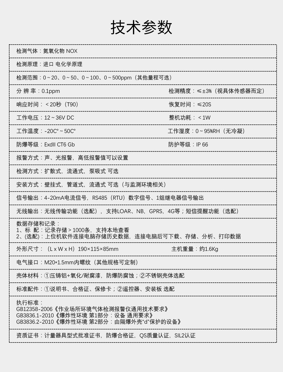 固定分體式氮氧化物檢測(cè)儀